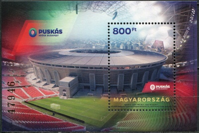 Венгрия. 2020. 1-я годовщина открытия футбольного стадиона Puskás Aréna (Почтовый блок. MNH OG)
