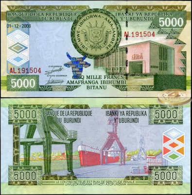 Бурунди. 5000 франков (Unc) 2008