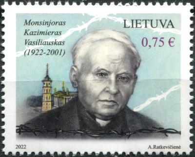 Литва. 2022. 100-летие со дня рождения монсеньора Казимира Василяускаса (Почтовая марка. MNH OG)