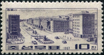 КНДР. 1967. Корейские города. Синыйджу (Почтовая марка. MNH OG)