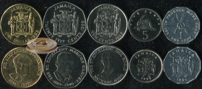 Ямайка. Набор №6 (5 монет) 1991-93