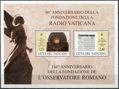 Ватикан. 2021. Годовщины СМИ Ватикана (Почтовый блок. MNH OG)