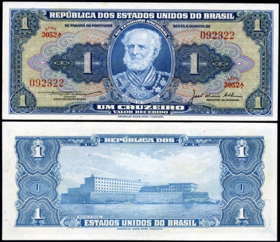 Бразилия. 1 крузейро (Unc) 1956