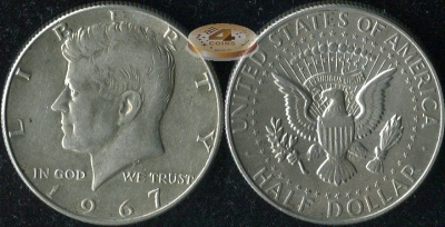 США. 1/2 доллара. 1967 (XF. Серебро)