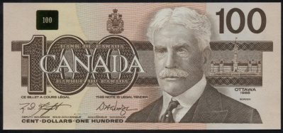 Канада. 100 долларов (Unc) 1988