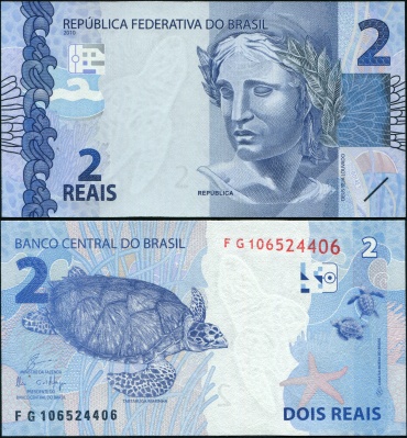 Бразилия. Банкнота 2 реала. 2010(2020). Unc. Бумага. Кат# P.252Af