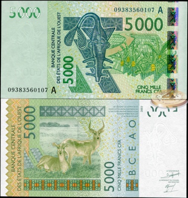 Кот-д’Ивуар. 5000 франков (Unc) 2009