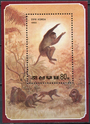 КНДР. 1992. Год Обезьяны (Почтовый блок. MNH OG)