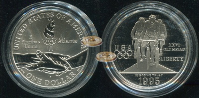 США. 1 доллар. 1995.P (Proof. Серебро)