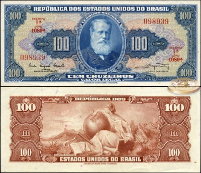 Бразилия. 100 крузейро (Ser.1089, Sign.9) (aUnc++) 1961