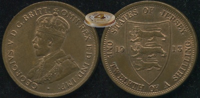 Джерси. 1/12 шиллинга. 1913 (Unc)