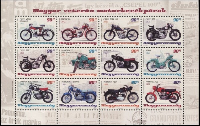 Венгрия. 2014. Старинные венгерские мотоциклы (Малый лист. MNH OG)