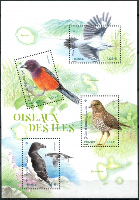 Франция. 2021. Островные птицы (Почтовый блок. MNH OG)