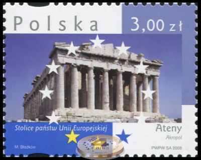 Польша. 2008. Афины. Акрополь (Почтовая марка. MNH OG)