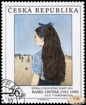 Чехия. 2012. Девушка с длинными волосами. 1951. Камиль Лотак [1912-1990] (П. марка. CTO Гашеная)