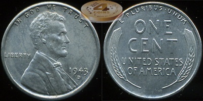 США. 1 цент. 1943.D (Unc)