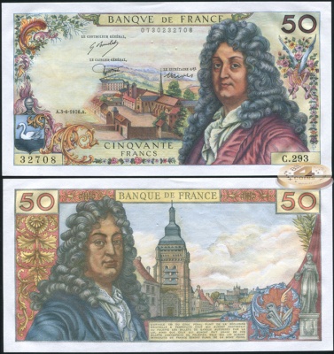Франция. 50 франков (Unc. Степлер) 1976