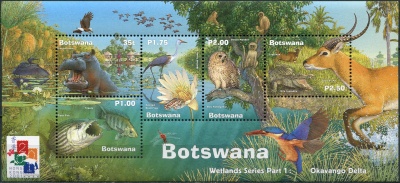 Ботсвана. 2000. Фауна дельты реки Окаванго. Гонконг 2001 (Блок. MNH OG)