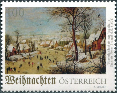 Австрия. 2020. Рождество. Зимний пейзаж (Почтовая марка. MNH OG)