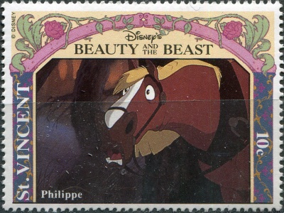 Сент-Винсент. 1992. "Красавица и чудовище". Филипп (Почтовая марка. MNH OG)
