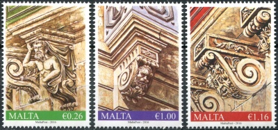 Мальта. 2016. Балконные карнизы (Серия Почтовых марок. MNH OG)