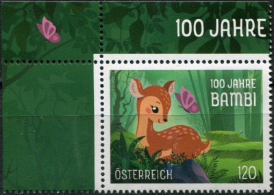 Австрия. 2023. 100-летие Бэмби (II) (Почтовая марка. MNH OG)