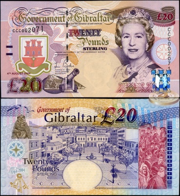 Гибралтар. 20 фунтов (Unc) 2004