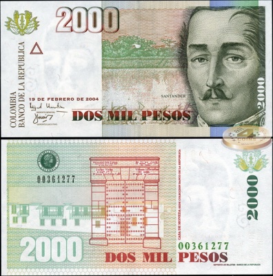 Колумбия. 2000 песо (Unc) 2004