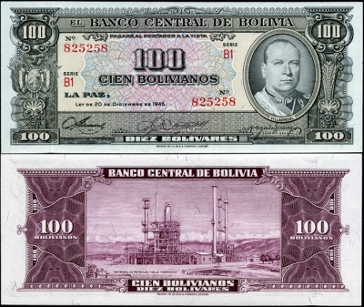 Боливия. 100 боливиано (Unc) L.1945