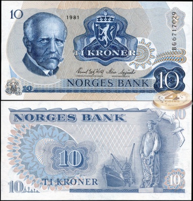 Норвегия. 10 крон (Unc) 1981