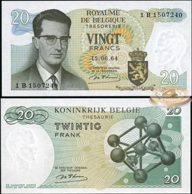 Бельгия. 20 франков (Unc) 1964