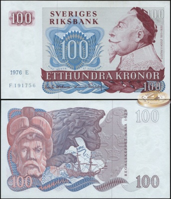 Швеция. 100 крон (Unc) 1976