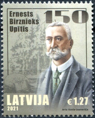 Латвия. 2021. Эрнест Бирзниек-Упит, писатель (Почтовая марка. MNH OG)