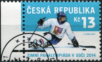 Чехия. 2014. Зимние Паралимпийские игры в Сочи 2014. Хоккей (Почтовая марка. CTO Гашеная)