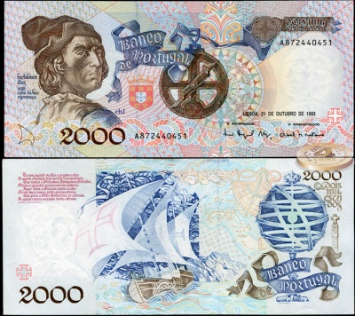 Португалия. 2000 эскудо (Unc) 1993