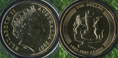 Австралия. 1 доллар. 2007. Австралийский Крикет. (Unc)