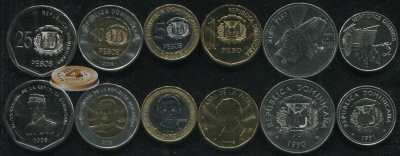 Доминиканская респ. Набор №5 (6 монет. 2 биметалла) 1991-2008