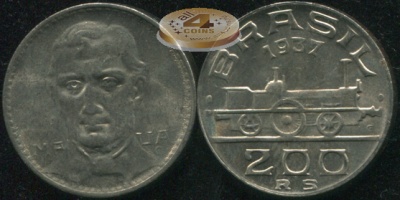 Бразилия. Монета 200 рейс. 1937 (KM#537. XF)