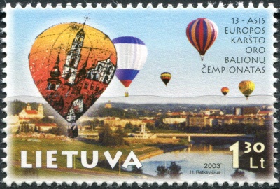 Литва. 2003. 13-й Чемпионат Европы по полётам на воздушном шаре (Почтовая марка. MNH OG)
