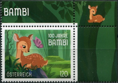 Австрия. 2023. 100-летие Бэмби (I) (Почтовая марка. MNH OG)