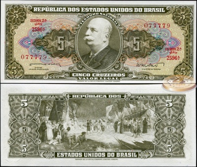 Бразилия. 5 крузейро (Unc) 1962