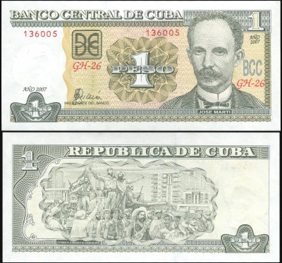 Куба Банкнота 1 песо 2007 Unc Бумага Кат# P.121g
