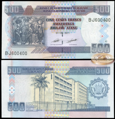 Бурунди. 500 франков (Unc) 2011