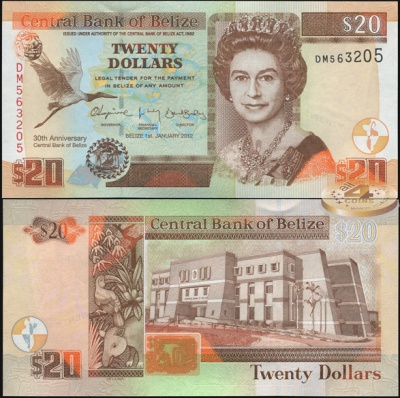 Белиз. 20 долларов (Unc) 2012
