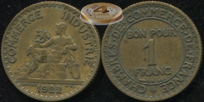 Франция. 1 франк. 1922 (VF)