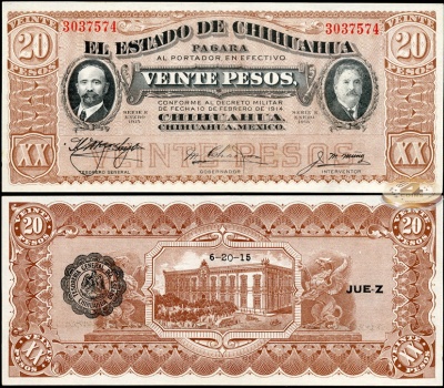 Мексика. 20 песо (Unc) 1915