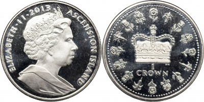 Остров Вознесения. Монета 1 крона. 2013 (KM#NL. Unc) 60 лет со дня коронации Елизаветы II