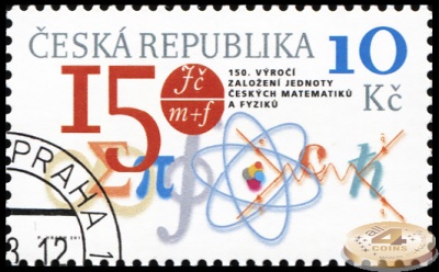 Чехия. 2012. 150 лет создания Союза чешских математиков и физиков (Почтовая марка. CTO Гашеная)
