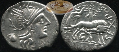 Римская республика. Sex. Pompeius Faustulus. денарий (VF)