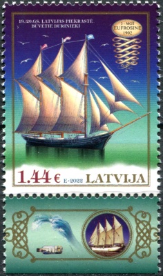 Латвия. 2022. 3-х мачтовый корабль "Евфросиния" (II) (Почтовая марка. MNH OG)